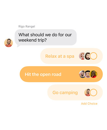 Berichten-app waarin de Enquête-feature wordt gebruikt