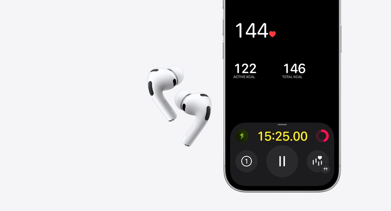 AirPods Pro 3, biela farba, spodná polovica obrazovky iPhone 17 Pro, apka Kondícia, funkcia snímania srdcovej frekvencie