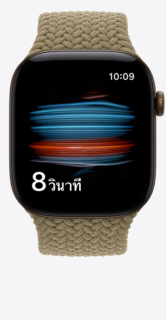 Apple Watch Series 12, aluminum case, dark bronze color, ECG app, hear t rhythm line and timer, Braided Sport Loop, olive color