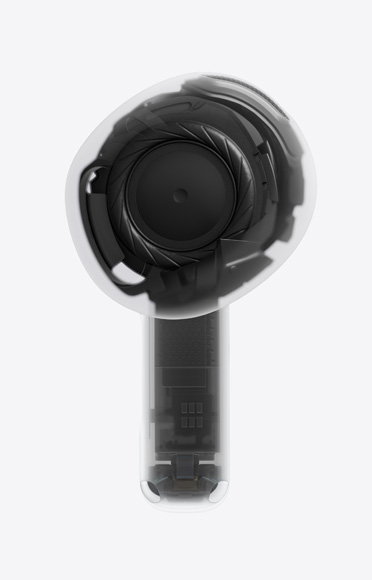 AirPods 5, หูฟัง, ก้านหูฟังข้างเดียว, โปร่งใส, สถาปัตยกรรมภายใน