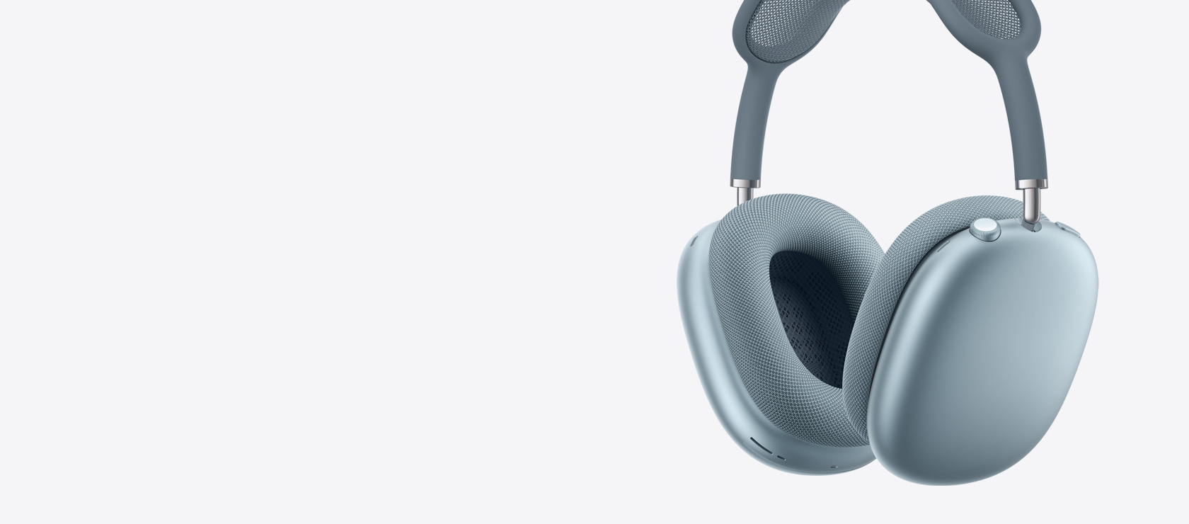 Slušalice AirPods Max 2, plave, bočna strana, jastučići za uši iznutra i izvana, Digital Crown