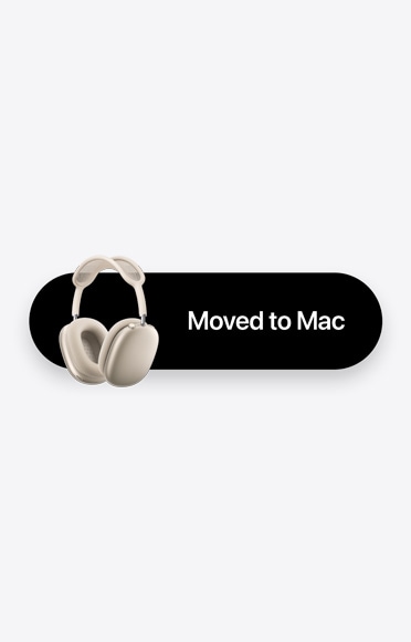 AirPods Max 2 u zvjezdano bijeloj boji i riječi „Prijelaz na Mac”, kao prikaz automatskog prebacivanja