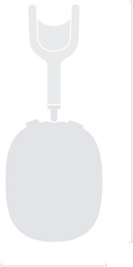 Ilustracija siluete slušalica AirPods Max 2, bočna vanjska strana, dubina 3,28 inča, visina 7,37 inča