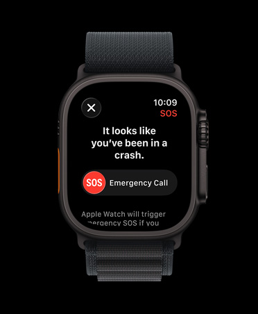 Apple Watch Ultra 3, crna boja, kućište od titanija, obavijest Detekcije sudara, upit za hitni poziv, narukvica Alpine, crna boja