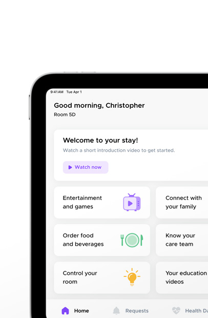 Interface affichant l’app MyChart Bedside d’Epic.
