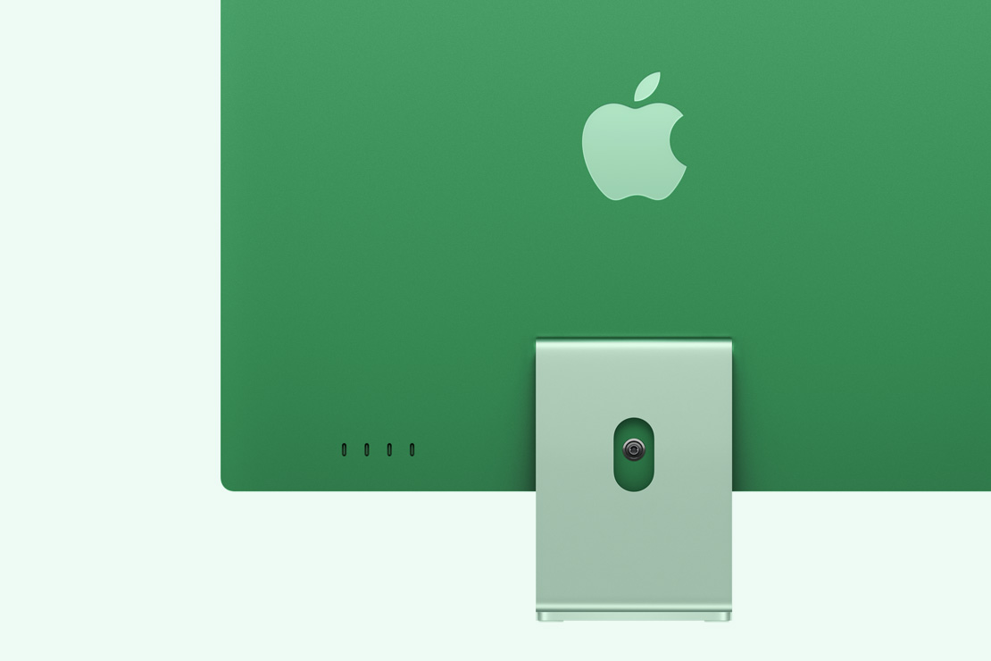 Πίσω όψη του πράσινου iMac που δείχνει τις 4 θύρες USB‑C
