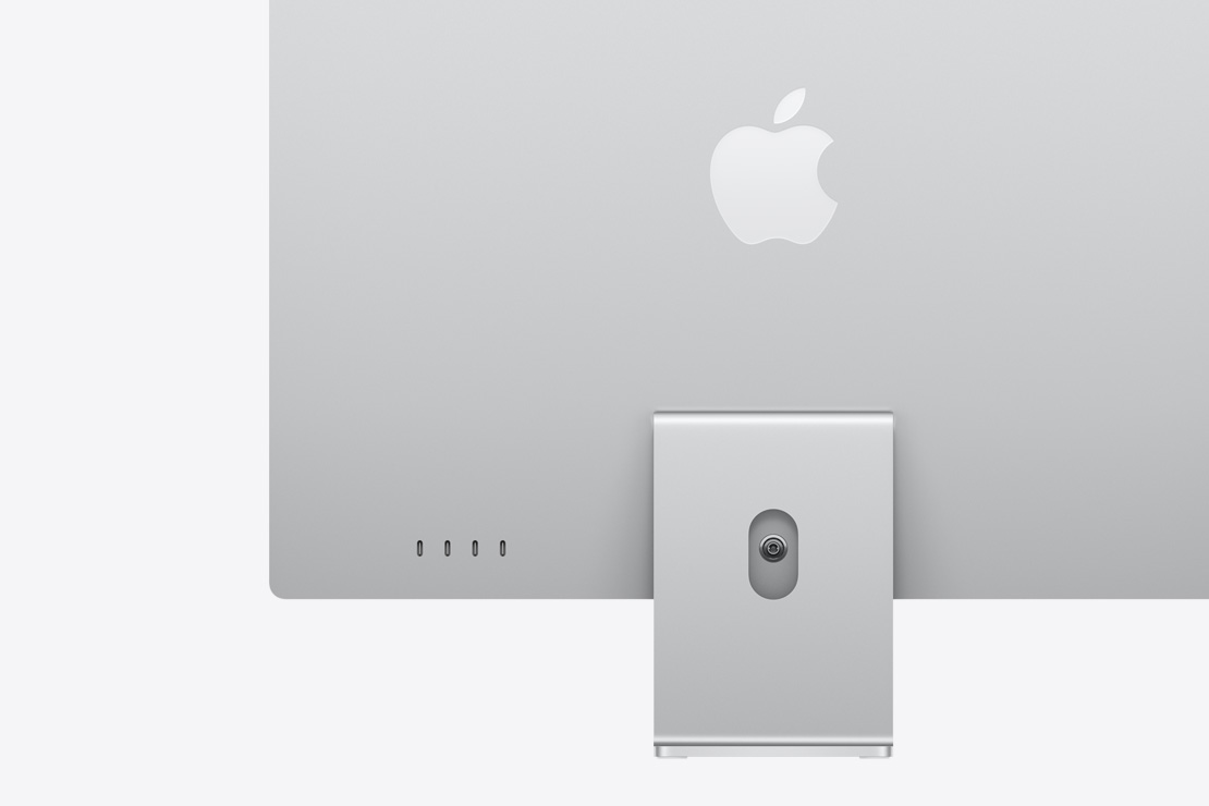 Πίσω όψη του ασημί iMac που δείχνει τις 4 θύρες USB‑C