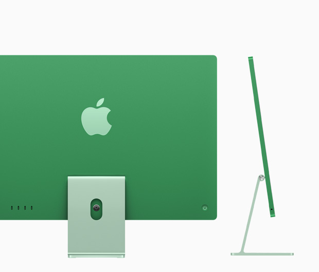 Πίσω όψη πράσινου iMac που δείχνει τις 4 θύρες USB‑C