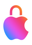 Spynos formos „Apple“ logotipas, spynos mechanizmas užrakintas, kad būtų pabrėžta privatumo apsauga
