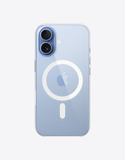 „iPhone 17“, nugarėlė, skaidrus dėklas su „MagSafe“, „Fusion“ kameros sistema viršutiniame kairiajame kampe