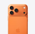 „iPhone 17 Pro“, nugarėlė, kosminės oranžinės spalvos, „Pro Fusion“ kamerų sistema viršutinėje dalyje