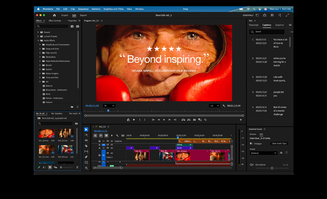 MacBook Pro abierta que muestra la edición de un video en Adobe Premiere